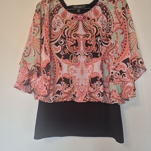 Coco Bianco Women's Pink and Black Paisley Blouse